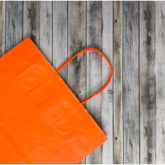 Крафт пакет с кручеными ручками, 240*140*280 (Ш*Г*В) мм (оранжевый)