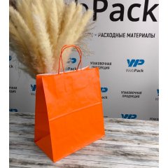Крафт пакет с кручеными ручками, 240*140*280 (Ш*Г*В) мм (оранжевый)