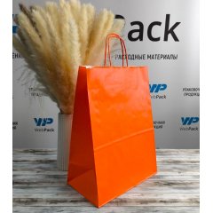 Крафт пакет с кручеными ручками, 260*150*350 (Ш*Г*В) мм (оранжевый)