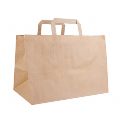 Крафт пакет с плоскими ручками, 32*20*22 (Ш*Г*В) см (бурый)