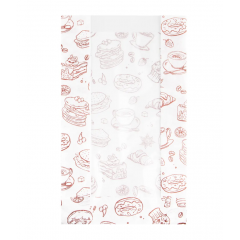 Крафт-пакет с V-образным дном жиростойкий с окном 14*25+6 см, белый, 35г/м2 «ВЫПЕЧКА»