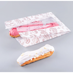 Крафт-пакет с V-образным дном жиростойкий с окном 14(7,5)*25*7,5см., 35г/м2, белый, «ВЫПЕЧКА»