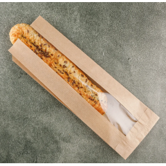 Крафт пакет с V-образным дном со складкой с окном 10(4)*30*5см., 40 г/м2 (бурый)