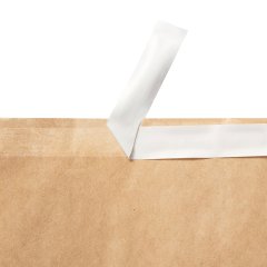 Крафт пакет с круглым окном 120*80*250 мм, 70 г/м2 (крафт), с клеевым клапаном (2 слоя)