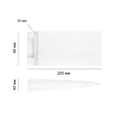 Крафт пакет с V-образным дном, жиростойкий 90*40*205мм, 40 г/м2 (белый),с клеевым клапаном