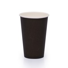 Бумажный стакан черный 450мл, диаметр 90мм (однослойный)