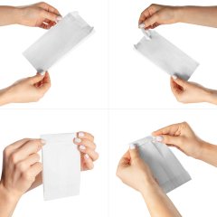 Крафт пакет с V-образным дном, жиростойкий 90*40*205мм, 40 г/м2 (белый),с клеевым клапаном