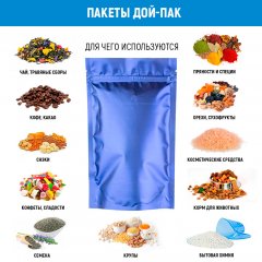 Пакет Дой-Пак 13,5*22,5(+4)см, Металл/PET/БОПП (фиолетово-синий, матовый)