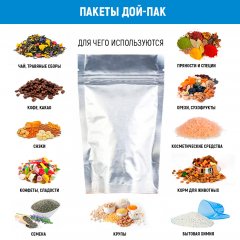 Пакет Дой-Пак 13,5*20(+4)см, Металл/PET/БОПП (фольгированный)