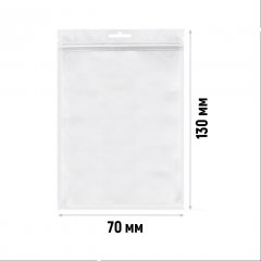 Пакет трехшовные 7*13см, 62мкм, ПЭТ/ПЭ (бел+прозр), зип-лок, европодвес