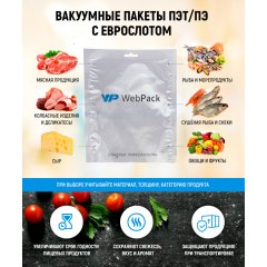 Вакуумный пакет 16*20см, 60 мкм, ПЭТ/ПЭ, с еврослотом