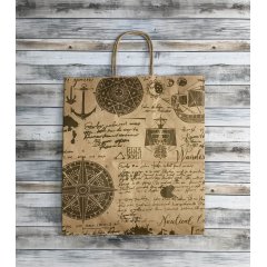 Крафт пакет с кручеными ручками, 25*22*12 (В*Ш*Г) см, 