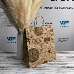 Крафт пакет с кручеными ручками, 25*22*12 (В*Ш*Г) см, 