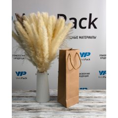 Крафт пакет с веревочной ручкой, 10*9*30 (Ш*Г*В) см (бурый), под бутылку