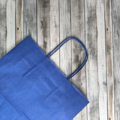 Крафт пакет с кручеными ручками, 220*120*250 (Ш*Г*В) мм (синий)