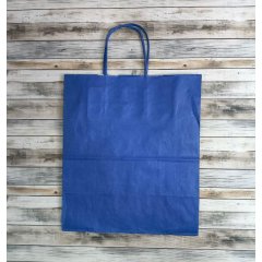 Крафт пакет с кручеными ручками, 240*140*280 (Ш*Г*В) мм (синий)