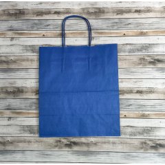 Крафт пакет с кручеными ручками, 220*120*250 (Ш*Г*В) мм (синий)