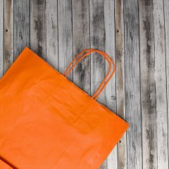 Крафт пакет с кручеными ручками, 260*150*350 (Ш*Г*В) мм (оранжевый)