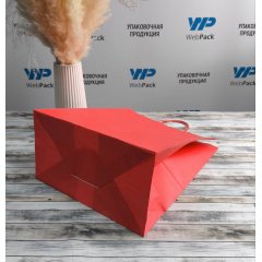 Крафт пакет с кручеными ручками, 260*150*350 (Ш*Г*В) мм (красный)