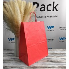 Крафт пакет с кручеными ручками, 260*150*350 (Ш*Г*В) мм (красный)