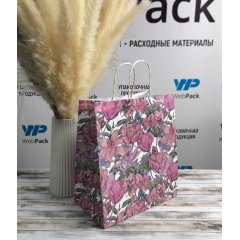 Крафт пакет с кручеными ручками, 25*22*12 (В*Ш*Г) см, 