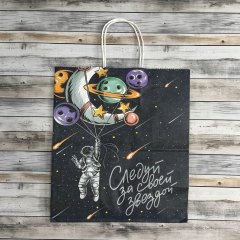 Крафт пакет с кручеными ручками, 25*22*12 (В*Ш*Г) см, 