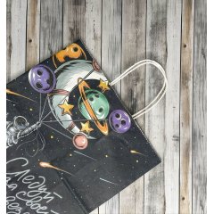 Крафт пакет с кручеными ручками, 25*22*12 (В*Ш*Г) см, 