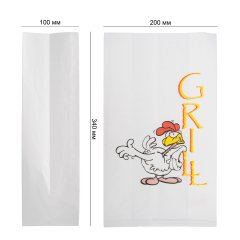 Крафт пакет с V-образным дном, с рисунком 200*100*340мм, 63 г/м2 