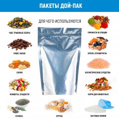 Пакет Дой-Пак 15*21(+4)см, Мет./PET/БОПП (серебр)