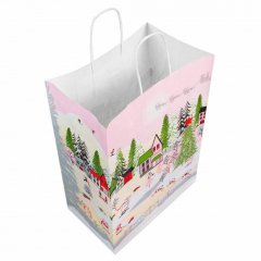 Крафт пакет с кручеными ручками, 320*130*430 (Ш*Г*В) мм, "Новогодние мишки"