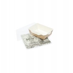 Контейнер бумажный с крышкой 400 мл. 140*100*45мм (белый)