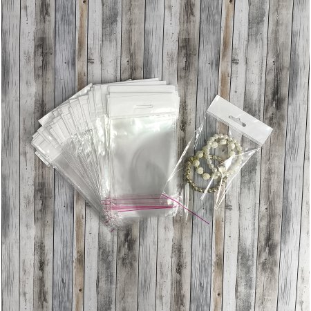 Полипропиленовый пакет 10*12см, 25мкм, с белым еврослотом, клапаном и скотчем