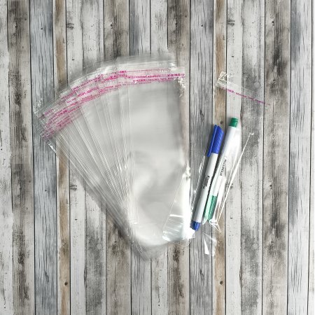 Полипропиленовые пакеты 8*20см(+5см), с клапаном и скотчем 100 шт./уп.