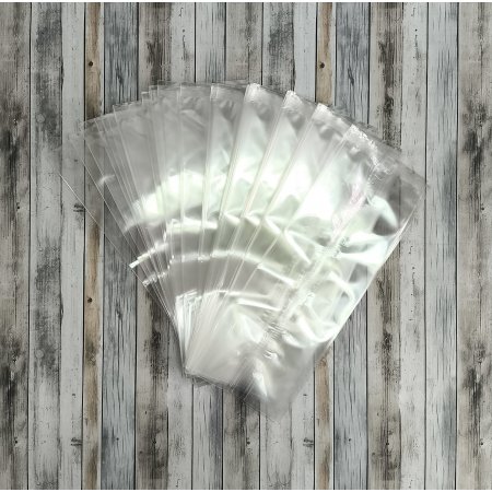 Пакет БОПП с центральным швом 10см(+8см)*27,5см, 40мкм