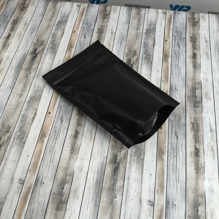 Пакет Дой-Пак 16*25(+4,5)см, Металл/PET/БОПП (черный-матовый)