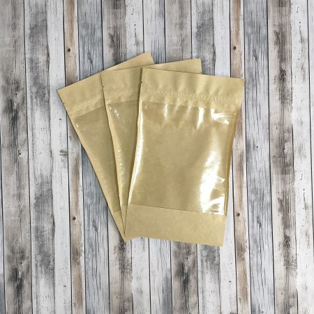 Пакет Дой-Пак 13,5*22,5(+3,5)см, Крафт (бурый), с окном 13,5см