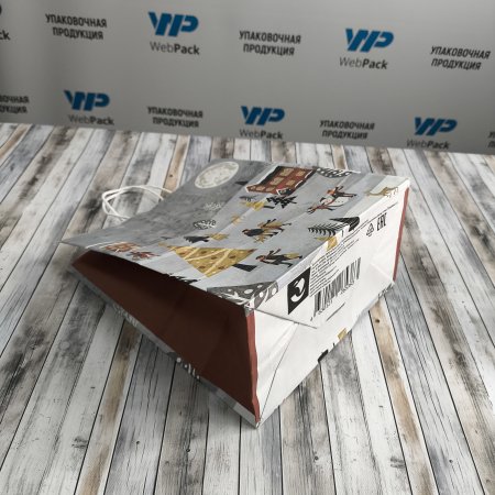 Крафт пакет с кручеными ручками, 25*22*12 (В*Ш*Г) см, 