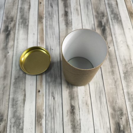 Картонный тубус с жестяной крышкой, 6,3*10см