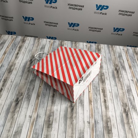 Крафт пакет с кручеными ручками, 25*22*12 (В*Ш*Г) см, 