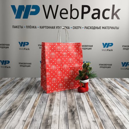 Крафт пакет с кручеными ручками, 25*22*12 (В*Ш*Г) см, 