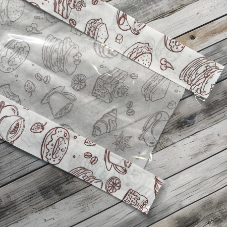 Крафт-пакет с V-образным дном жиростойкий с окном 14(7,5)*25*7,5см., 35г/м2, белый, «ВЫПЕЧКА»