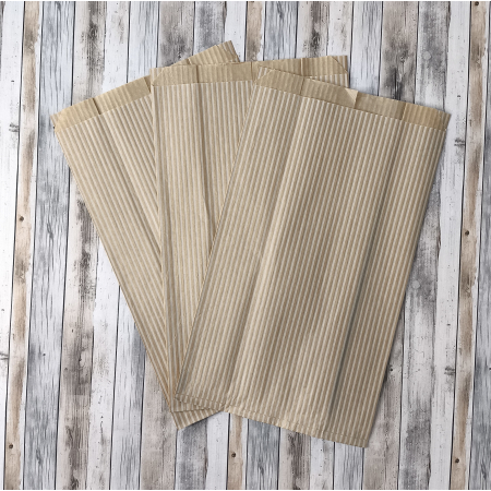 Крафт-пакет с V-образным дном  20*35*10см, 38г/м2, бурый, «ПОЛОСКА»