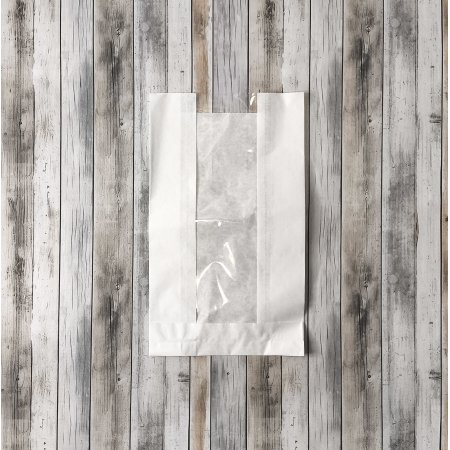 Крафт-пакет с V-образным дном с окном 14(6)*25*6см. (белый)