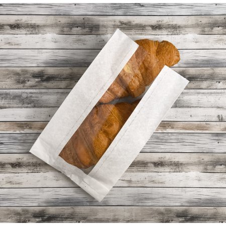 Крафт-пакет с V-образным дном с окном 14(6)*25*6см. (белый)