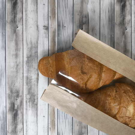 Крафт-пакет с V-образным дном с окном 14(7,5)*25*5см. (бурый)