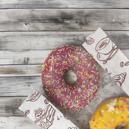 Крафт-пакет с V-образным дном жиростойкий с окном 14(7,5)*25*7,5см., 35г/м2, белый, «ВЫПЕЧКА»