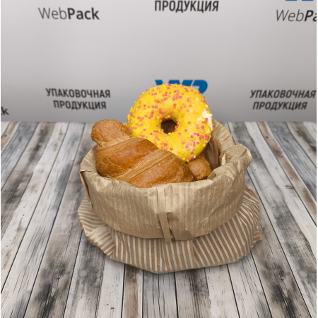 Крафт-пакет с V-образным дном  20*35*10см, 38г/м2, бурый, «ПОЛОСКА»