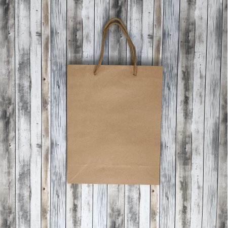 Крафт пакет с веревочной ручкой, 19*8*24 (Ш*Г*В) см (бурый)