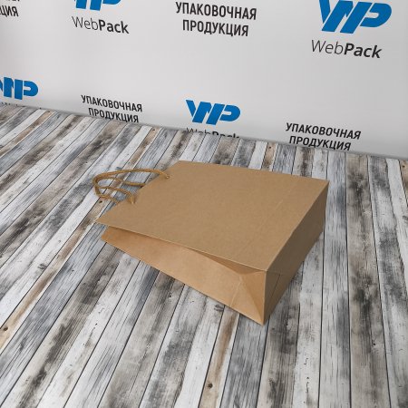 Крафт пакет с веревочной ручкой, 19*8*24 (Ш*Г*В) см (бурый)