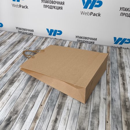 Крафт пакет с веревочной ручкой, 24*8*33 (Ш*Г*В) см (бурый)